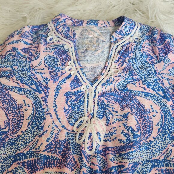 Lilly Pulitzer Kaia Knit Tunic Top Size XS Boca Blue Sea What I Sea - Picture 7 of 15